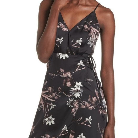 ASTR Satin Wrap Dress - Picture 1 of 8